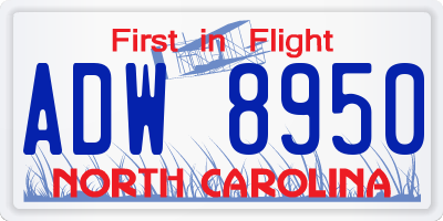 NC license plate ADW8950