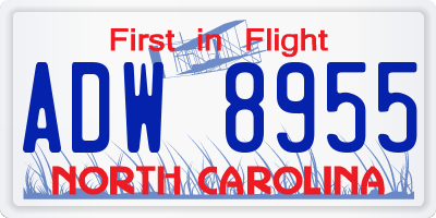 NC license plate ADW8955