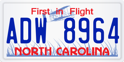 NC license plate ADW8964