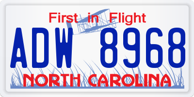 NC license plate ADW8968