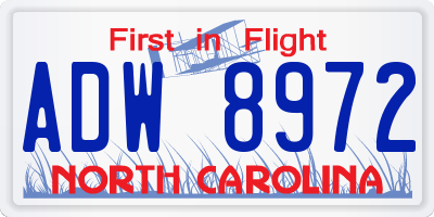 NC license plate ADW8972
