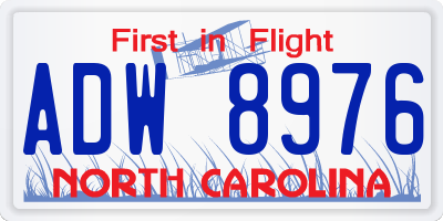 NC license plate ADW8976
