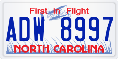 NC license plate ADW8997