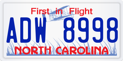 NC license plate ADW8998