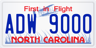 NC license plate ADW9000