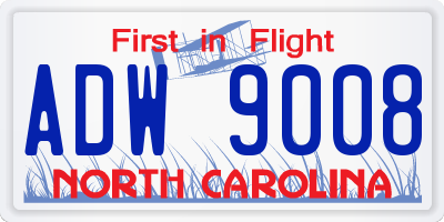 NC license plate ADW9008
