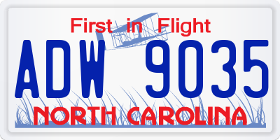 NC license plate ADW9035