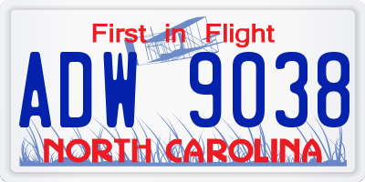 NC license plate ADW9038