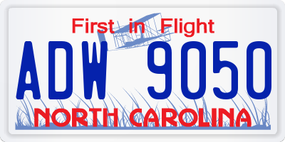 NC license plate ADW9050