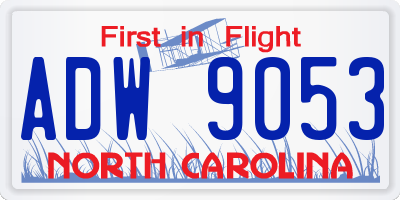 NC license plate ADW9053