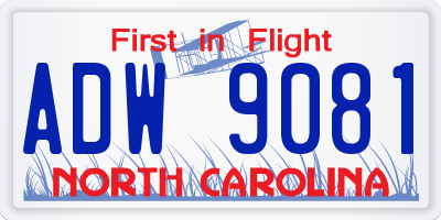 NC license plate ADW9081
