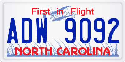 NC license plate ADW9092