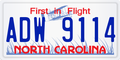 NC license plate ADW9114