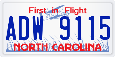 NC license plate ADW9115