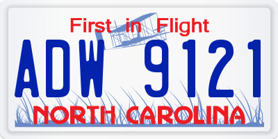NC license plate ADW9121