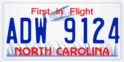 NC license plate ADW9124
