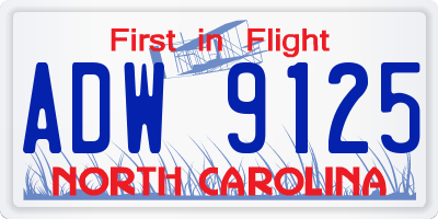 NC license plate ADW9125