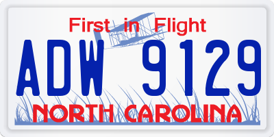 NC license plate ADW9129