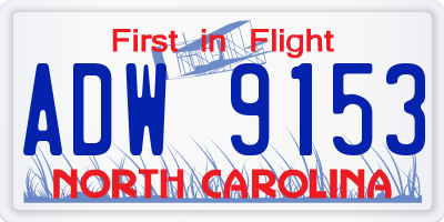 NC license plate ADW9153