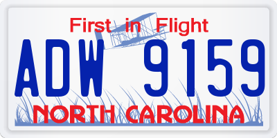 NC license plate ADW9159
