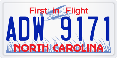 NC license plate ADW9171