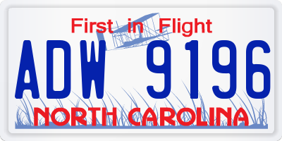 NC license plate ADW9196