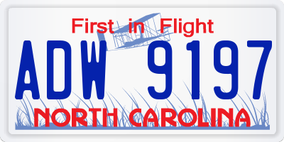 NC license plate ADW9197
