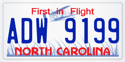 NC license plate ADW9199