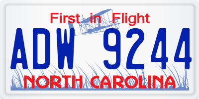 NC license plate ADW9244
