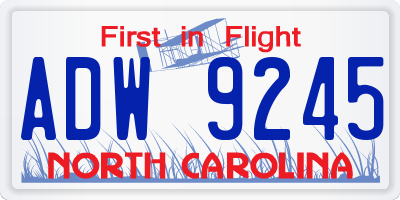 NC license plate ADW9245
