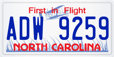 NC license plate ADW9259