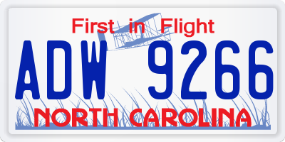 NC license plate ADW9266