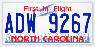 NC license plate ADW9267