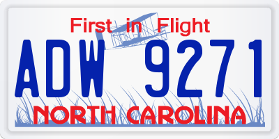 NC license plate ADW9271