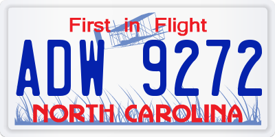 NC license plate ADW9272