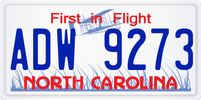 NC license plate ADW9273
