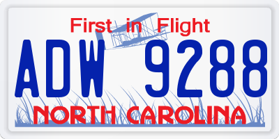 NC license plate ADW9288