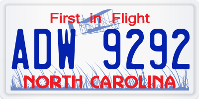 NC license plate ADW9292