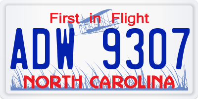 NC license plate ADW9307