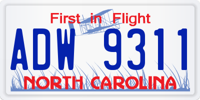 NC license plate ADW9311