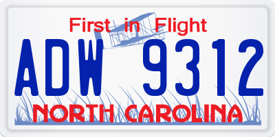 NC license plate ADW9312