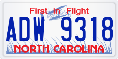 NC license plate ADW9318