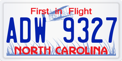 NC license plate ADW9327