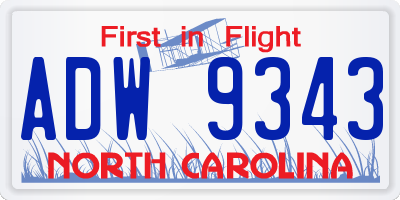 NC license plate ADW9343