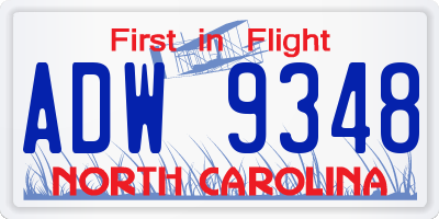 NC license plate ADW9348