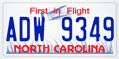 NC license plate ADW9349