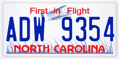 NC license plate ADW9354