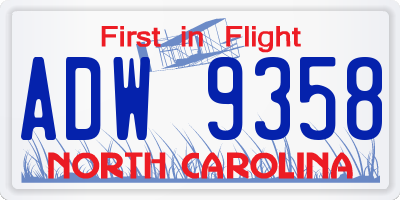 NC license plate ADW9358