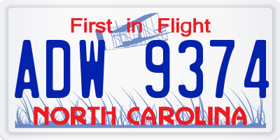 NC license plate ADW9374
