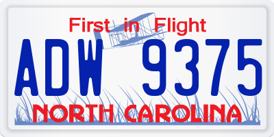 NC license plate ADW9375